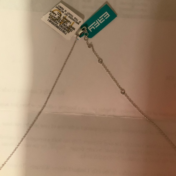 EFFY 14K White Gold Round Bezel Cut Diamond Pendant NWT - Picture 4 of 10